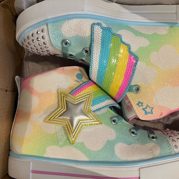 Sketchers Girls Twinkle Sparks Shooting Star Brights Light-up sneakers 1 & 1.5 - Picture 6 of 6